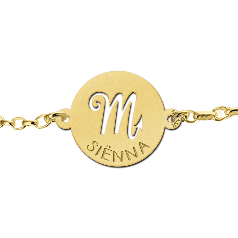 Golden zodiac bracelet round Scorpio