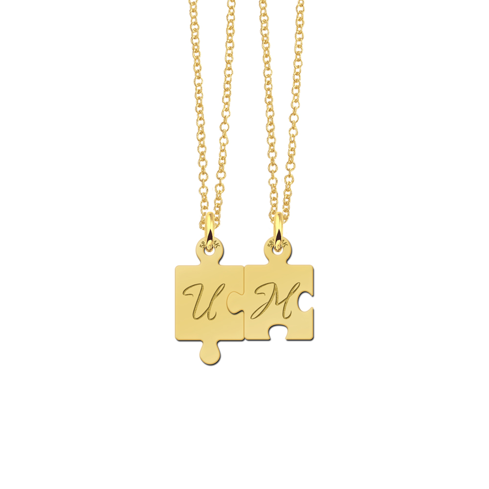 Golden Interlocking Puzzle Necklace