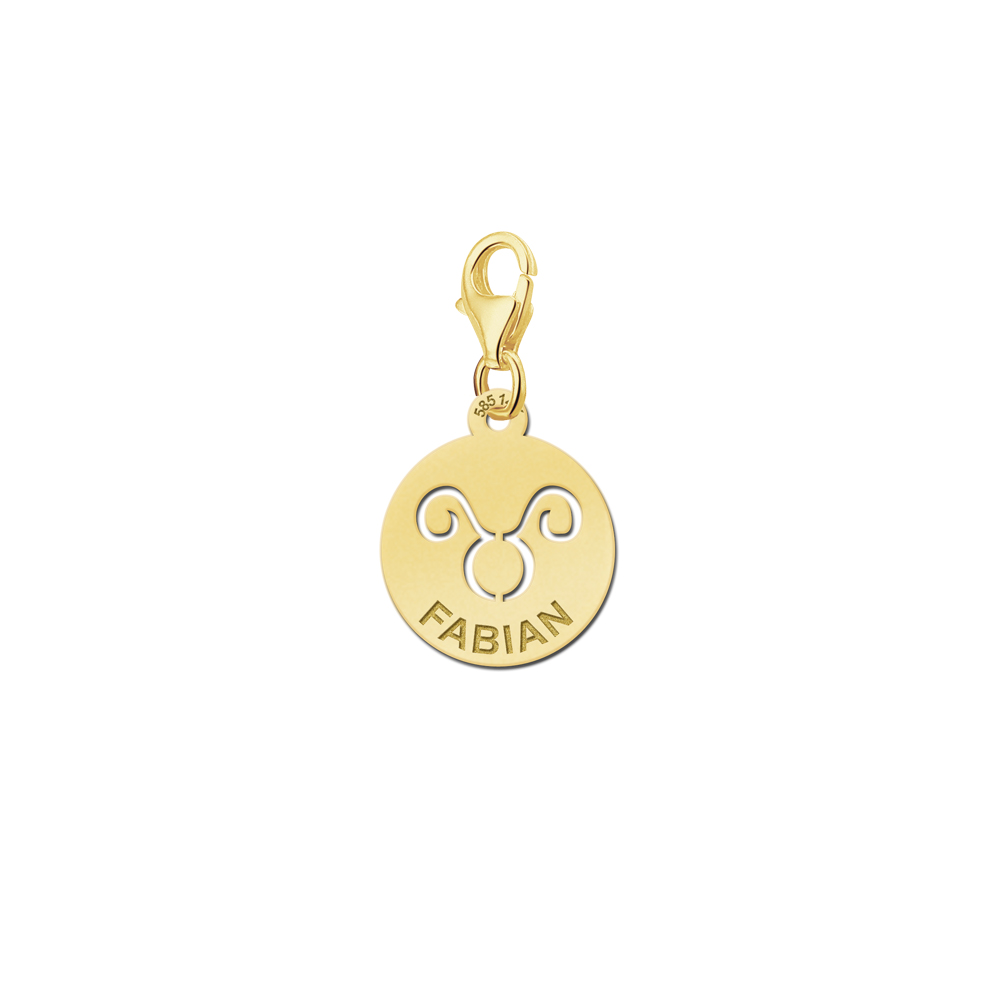 Gold Zodiac Charm, Taurus