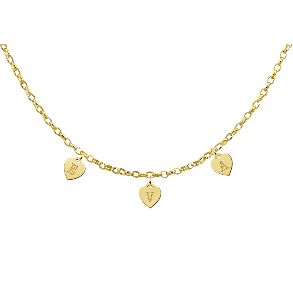 Gold plated name necklace with heart letters