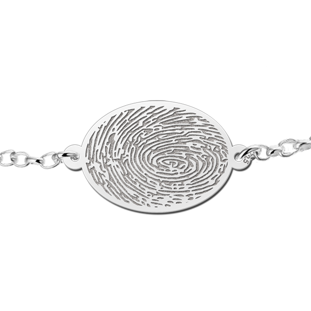 Silver Fingerprint bracelet oval