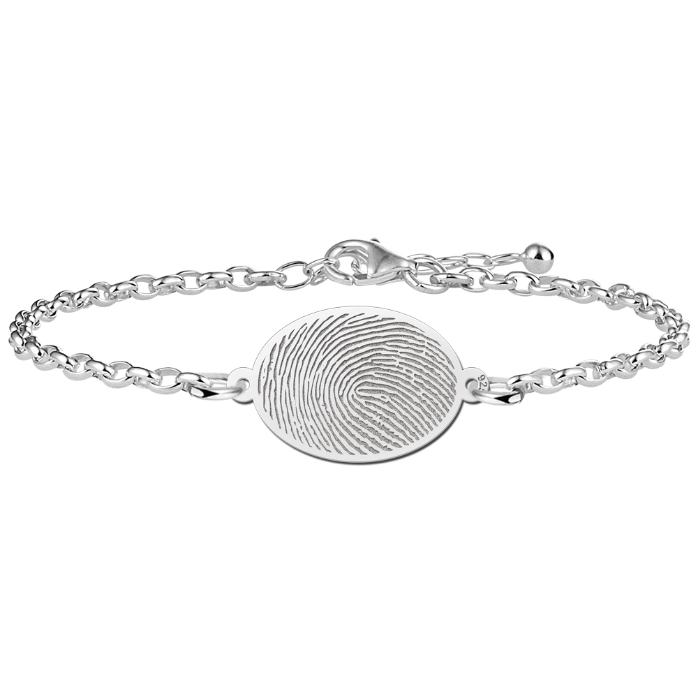 Silver Fingerprint bracelet oval
