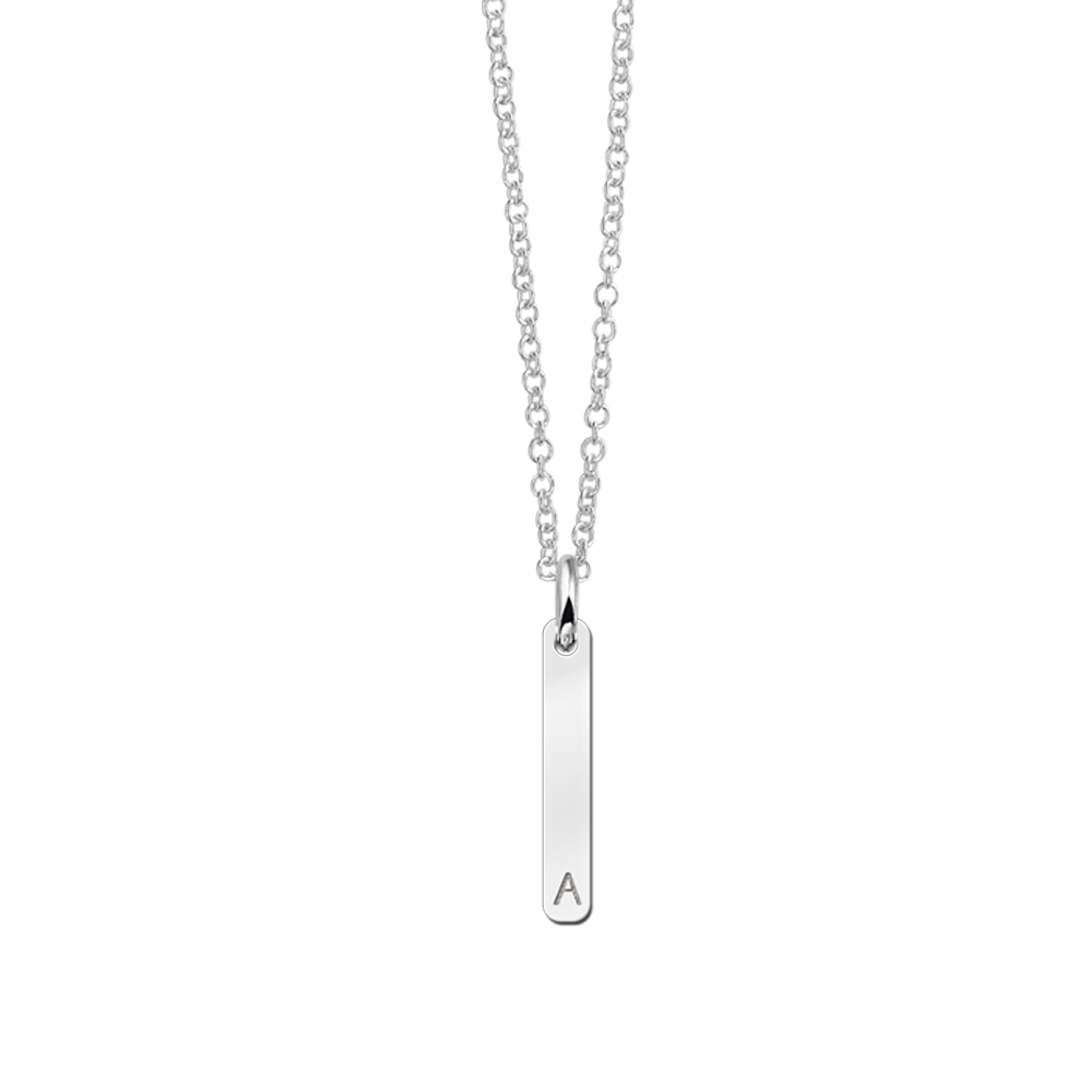 Silver minimalist bar pendant with initial