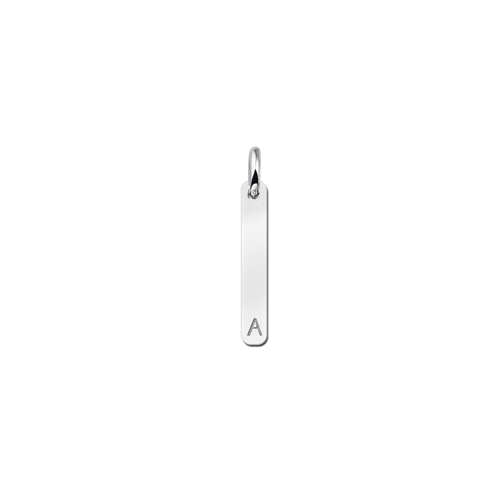 Silver minimalist bar pendant with initial