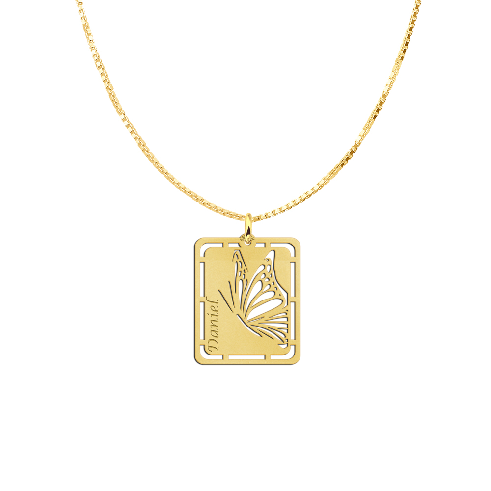 Golden Men's Pendant with Butterfly