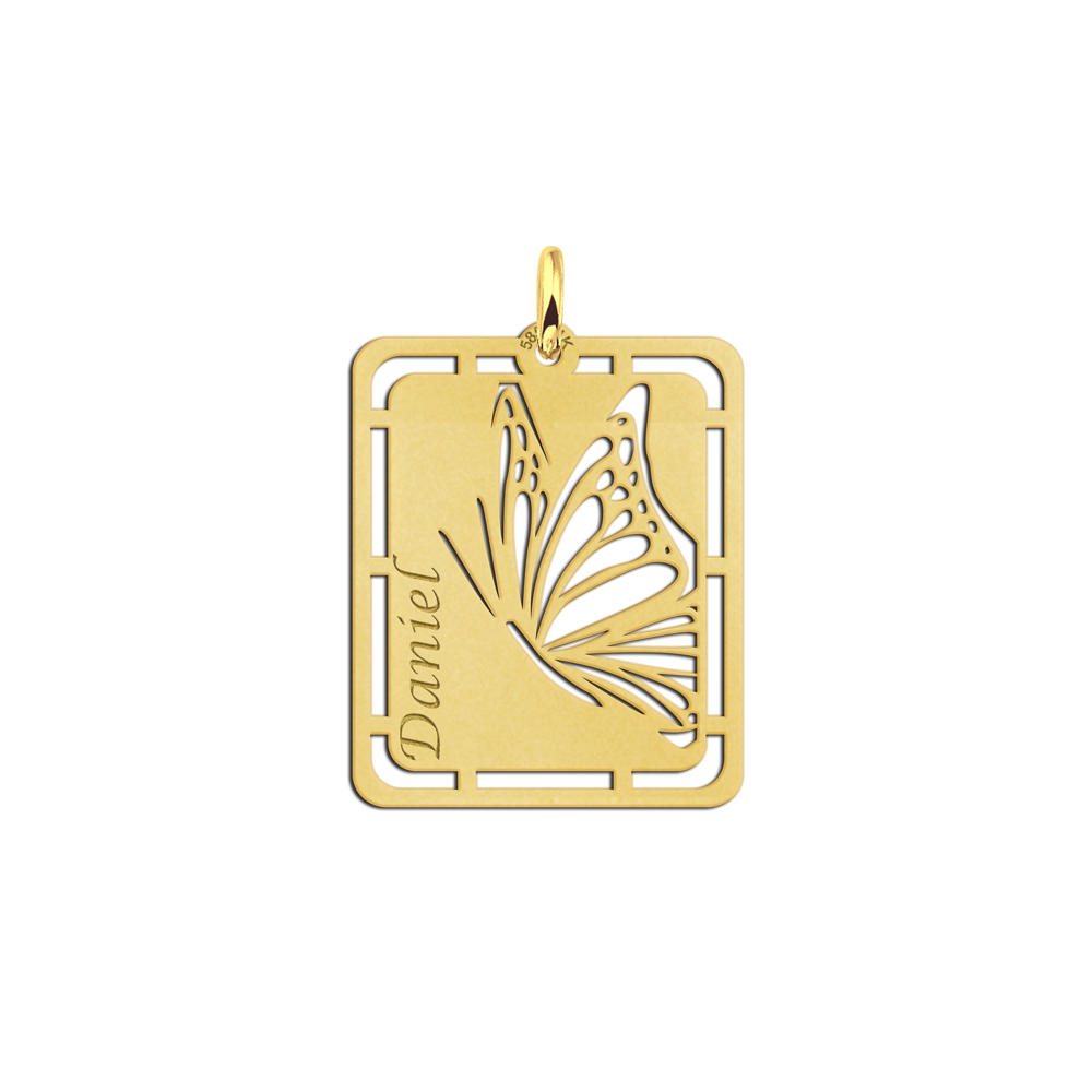 Golden Men's Pendant with Butterfly