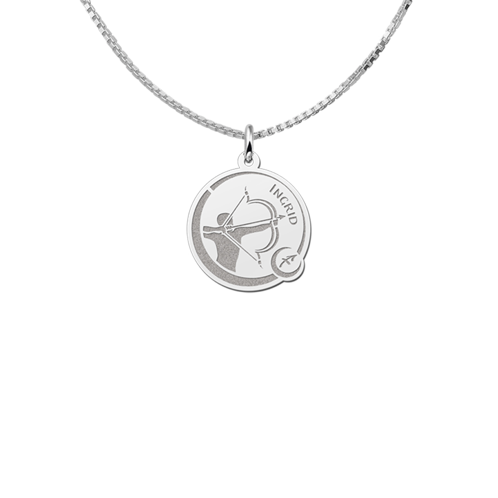 Zodiac Sign with Personalisation Sagittarius in Silver