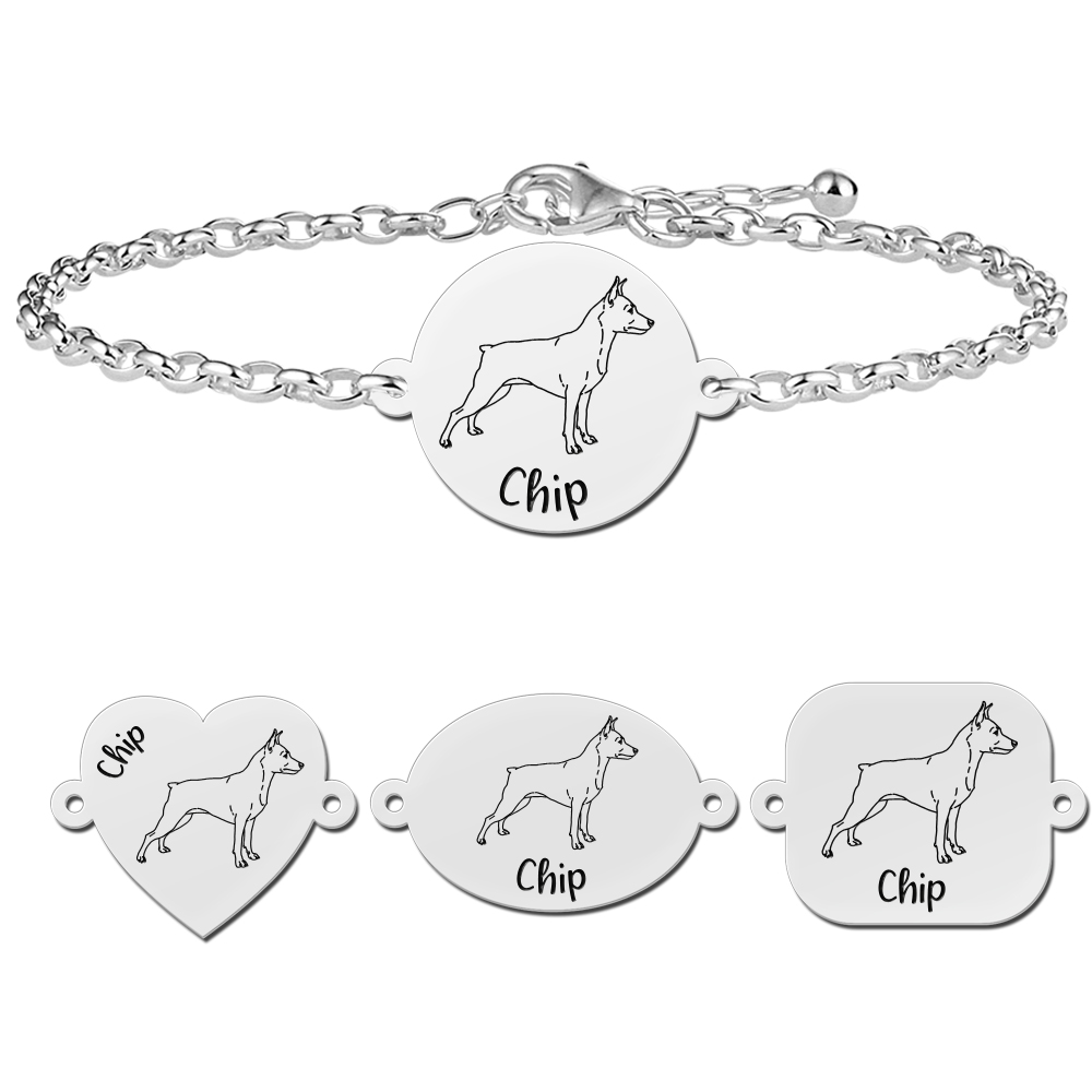 Silver pet bracelet dog Miniature Pinscher