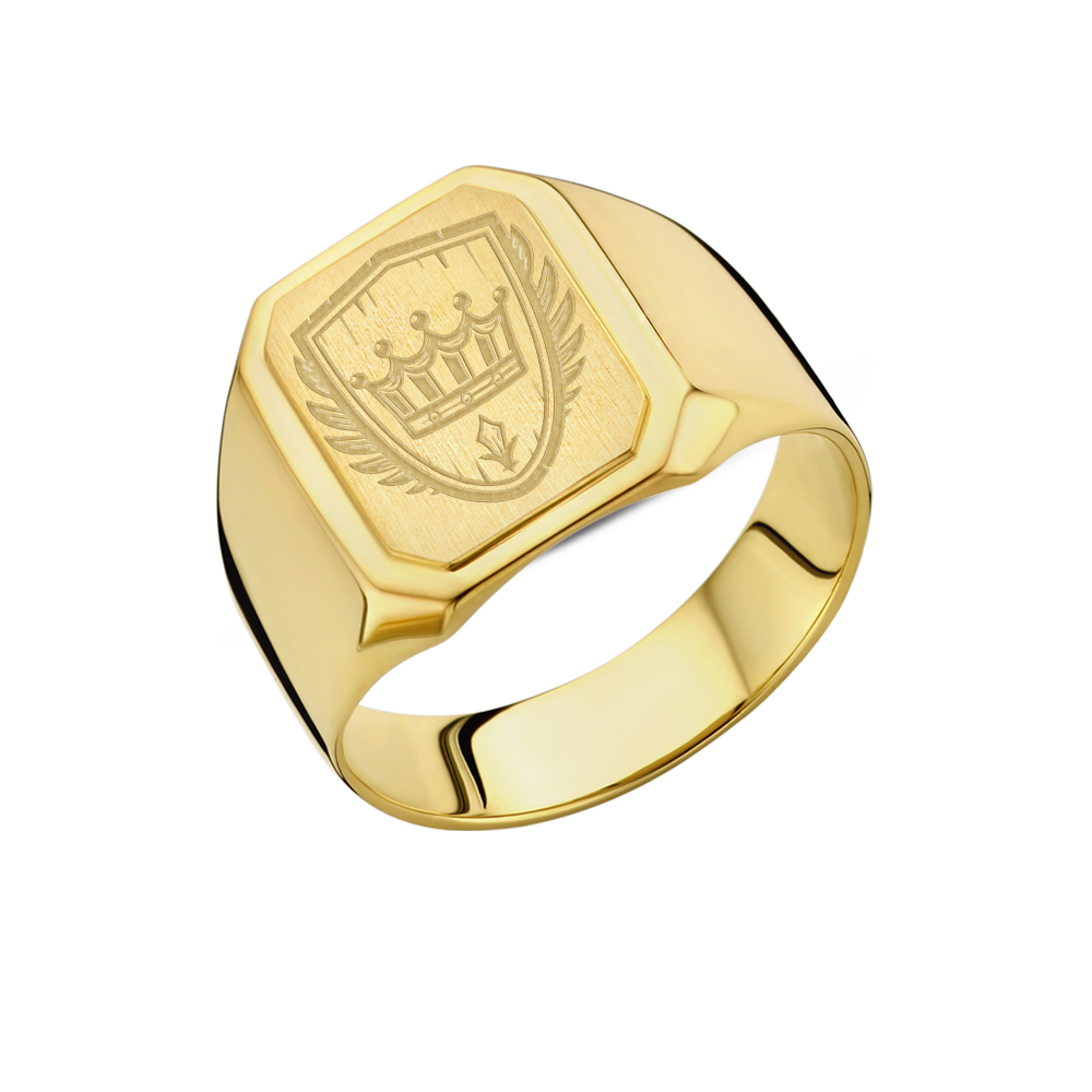 Family crest signet ring square 14 carat gold men