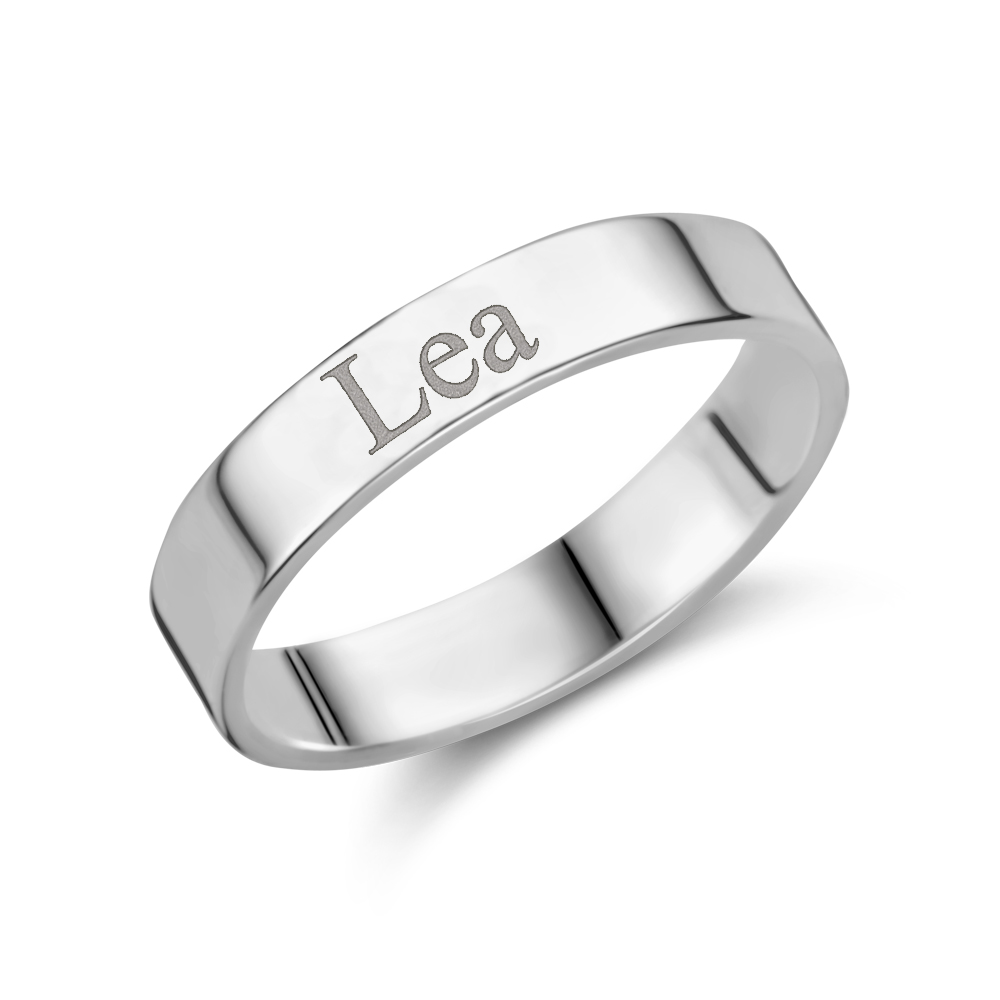 Steel personalised ring flat 4mm