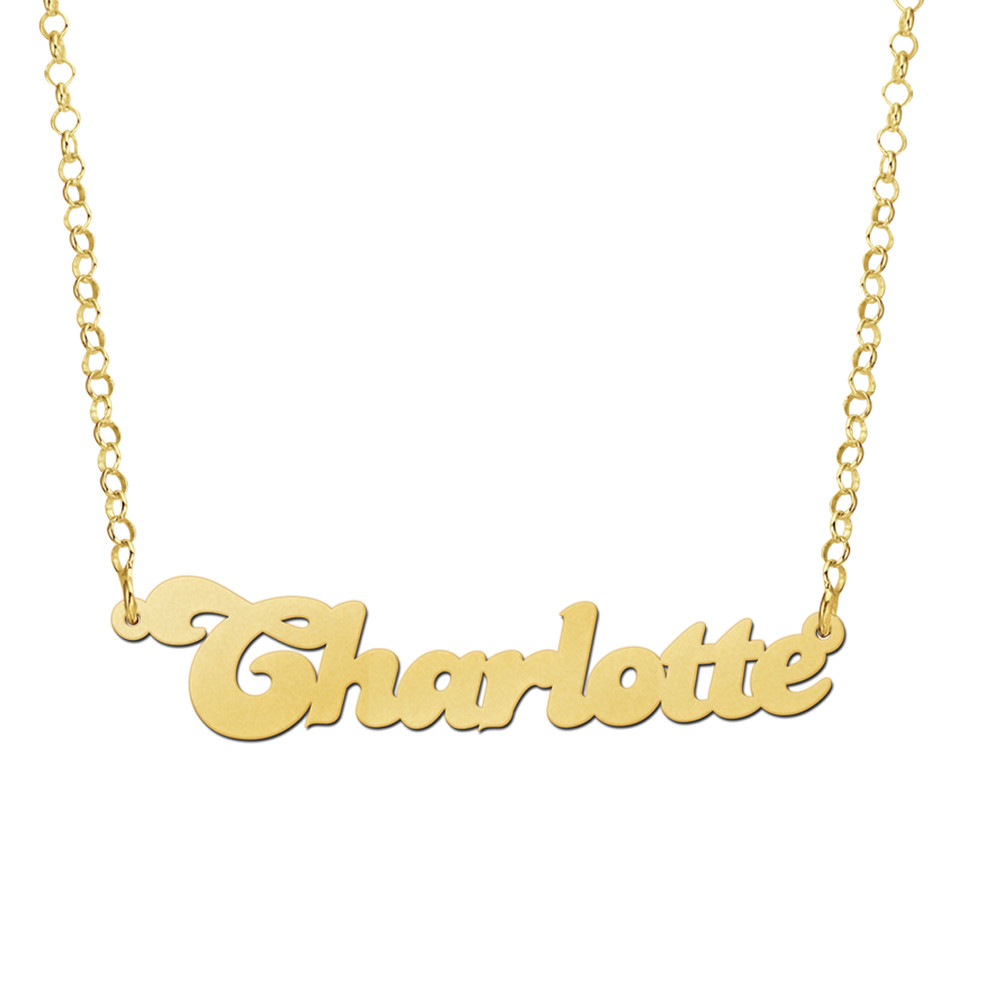Gold name necklace, model Charlotte