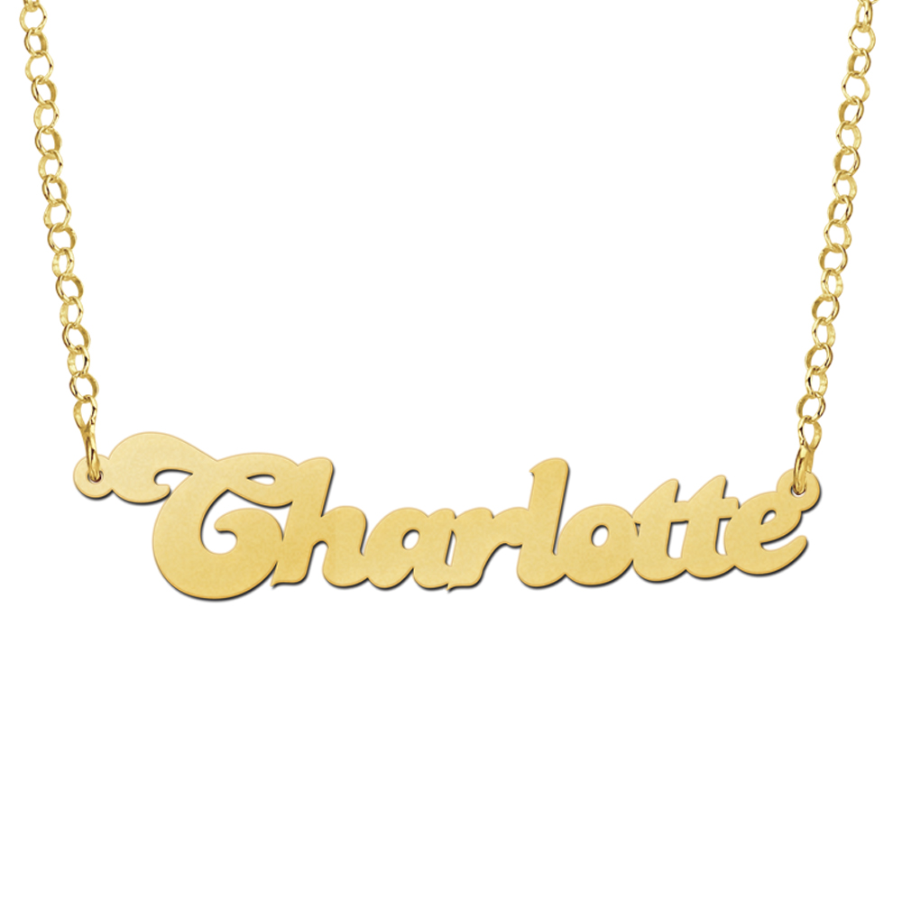 Gold name necklace, model Charlotte