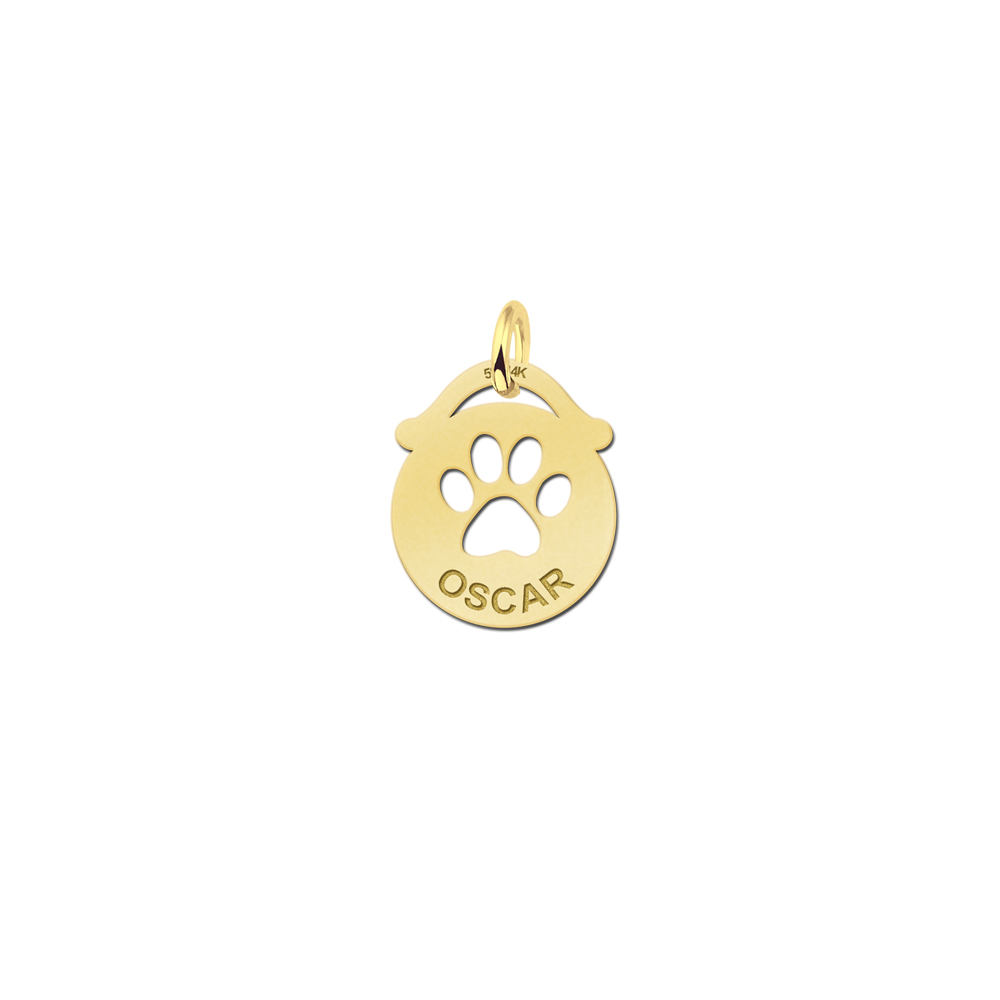 14ct Gold Namependant with Dogpaw