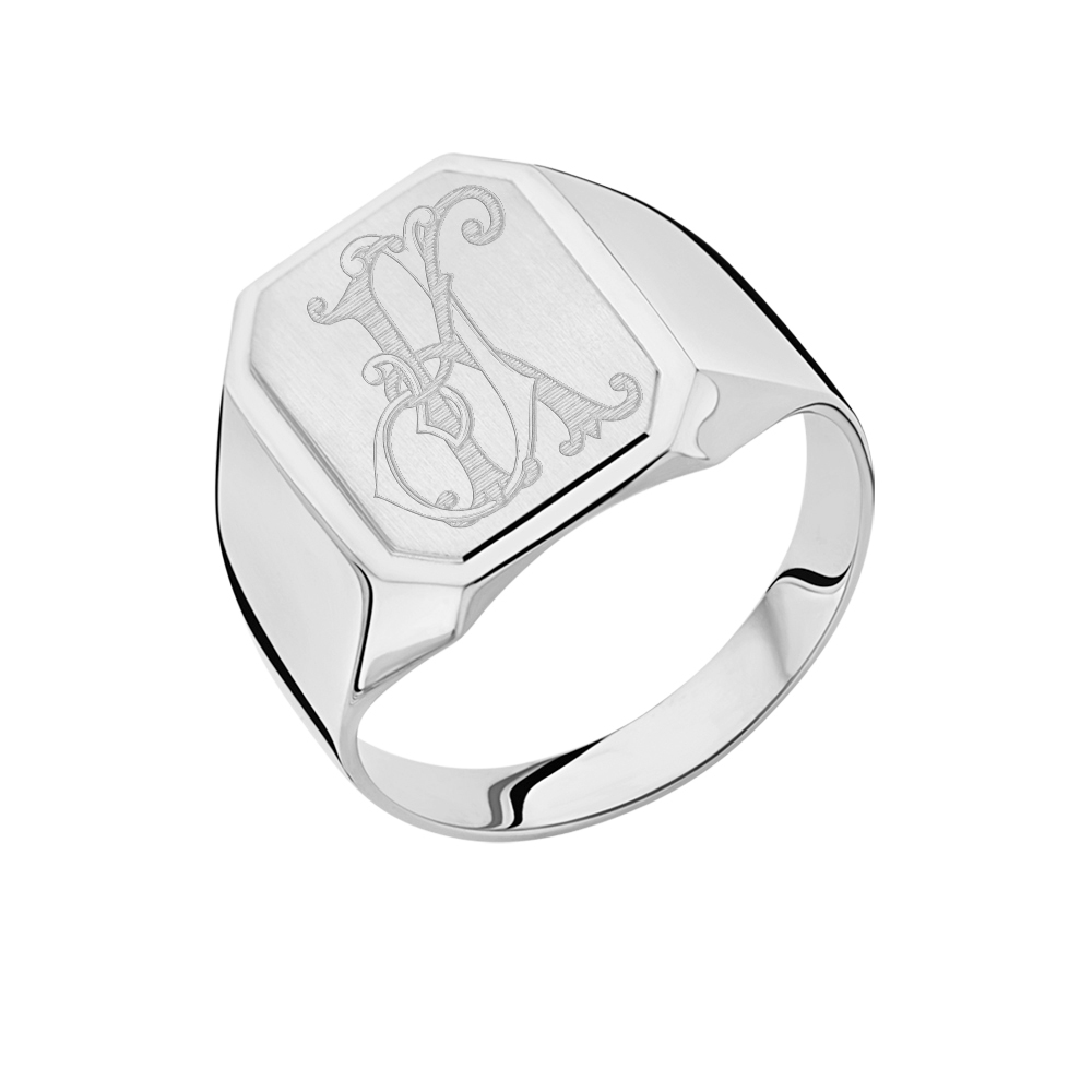 Signet ring monogram in silver