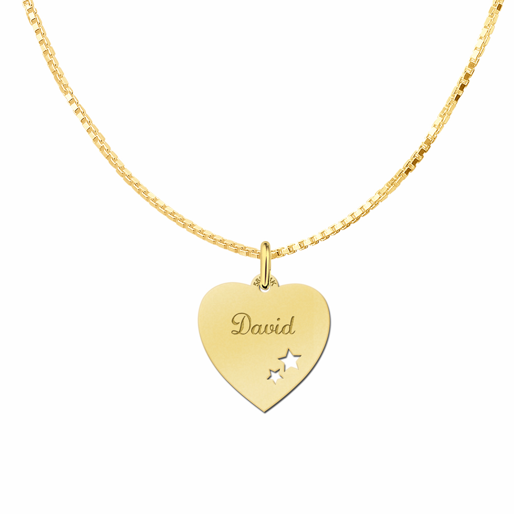 Gold Heart Nametag with Stars