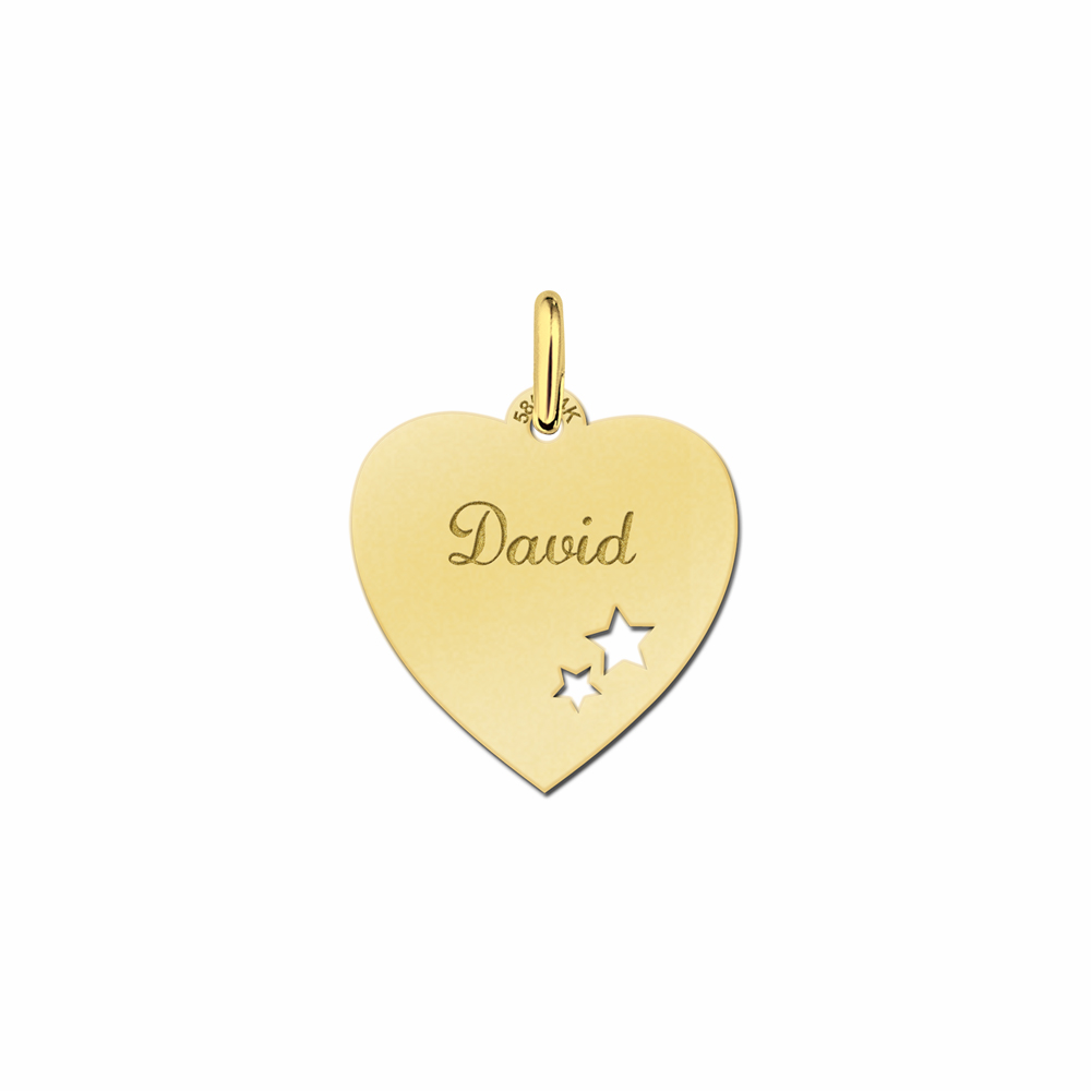 Gold Heart Nametag with Stars
