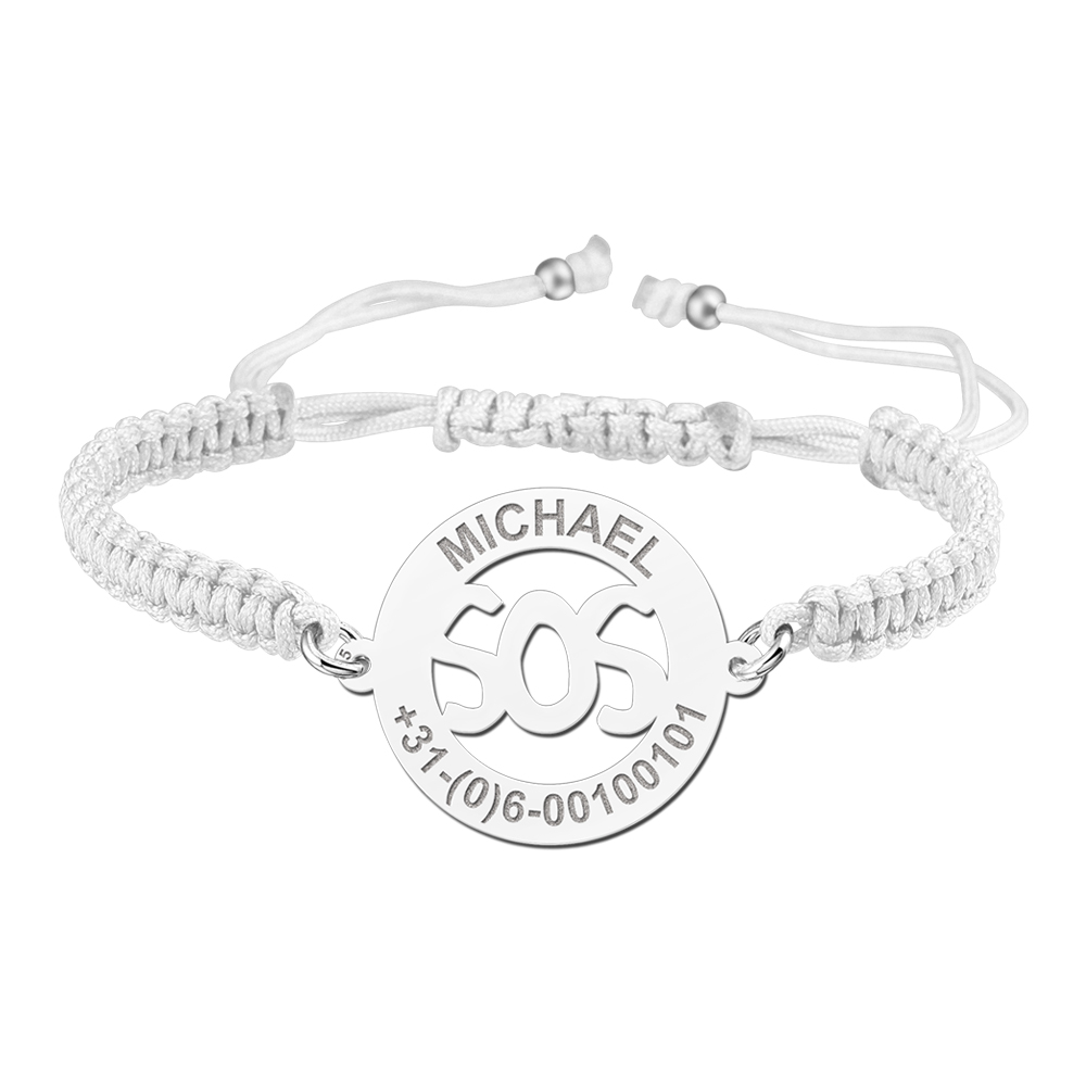 Silver kids bracelet model SOS white