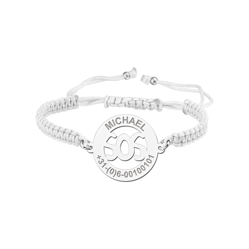 Silver kids bracelet model SOS white