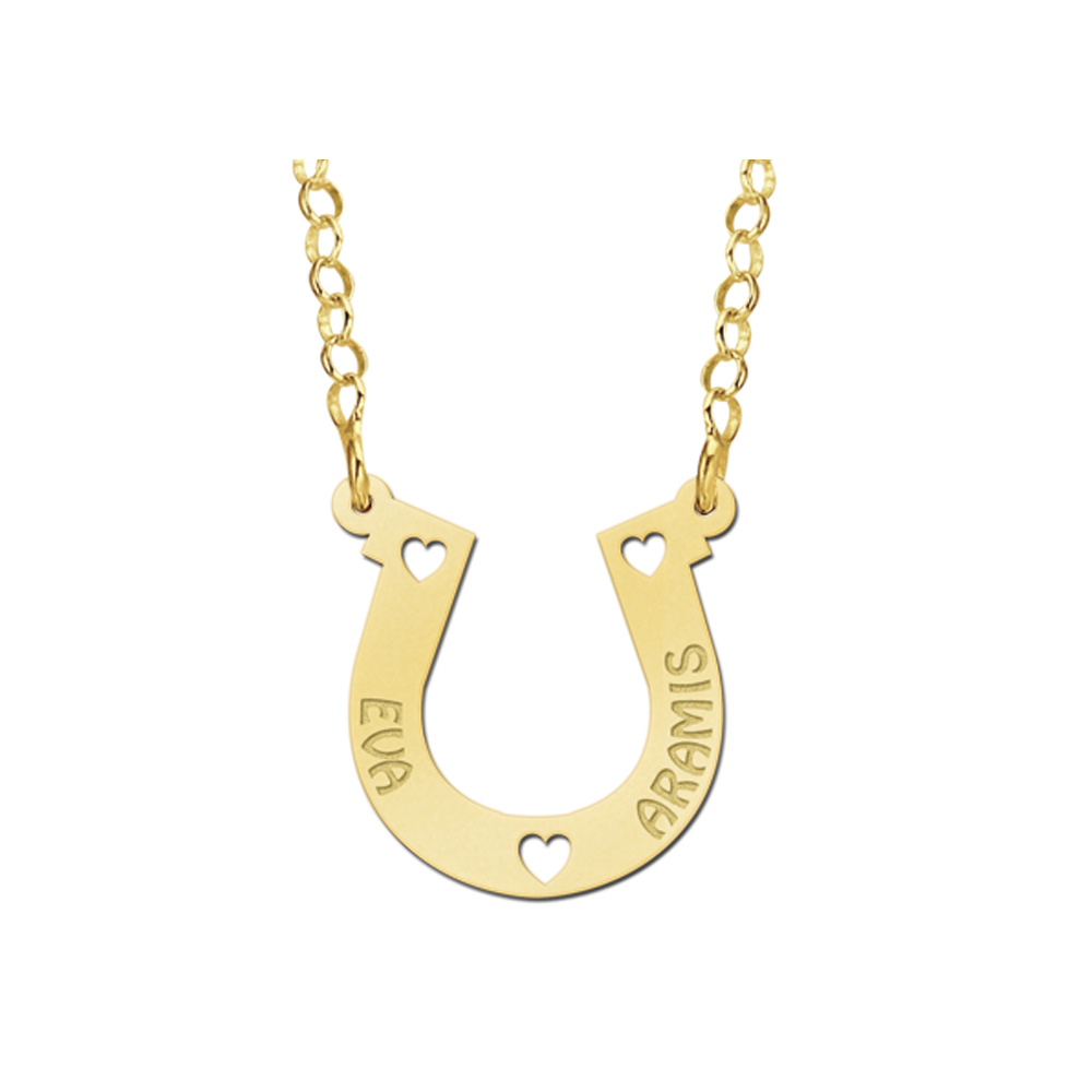 Gold Namenecklace Horseshoe 2 Names