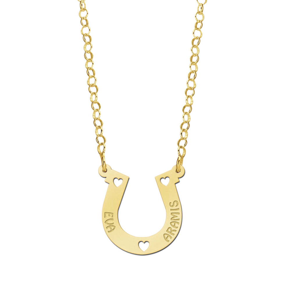 Gold Namenecklace Horseshoe 2 Names