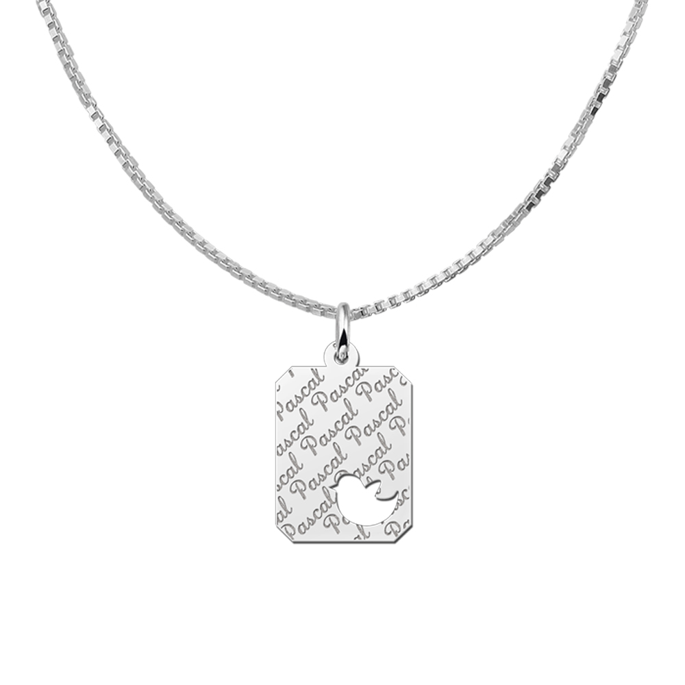 Silver Personalised Pendant with Bird and Name