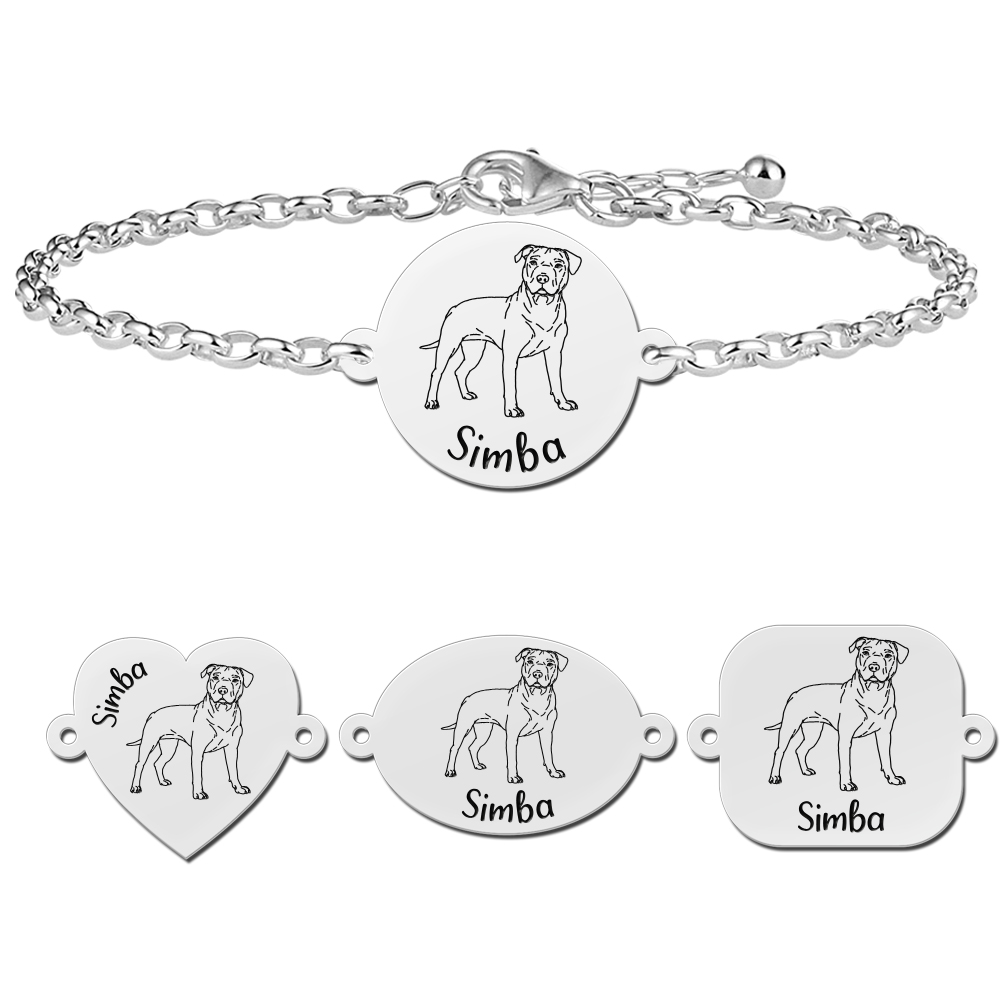 Silver bracelet with dog portrait Staffordshire Bull Terrier