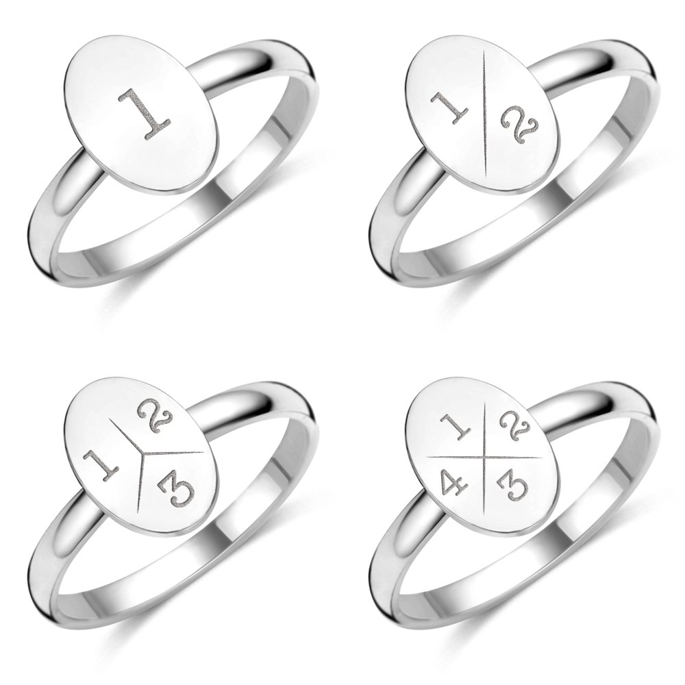 Silver oval ring with initials