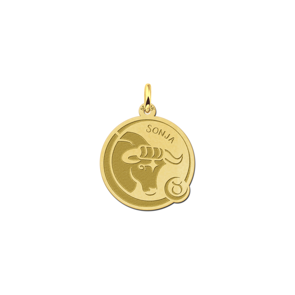 Zodiac pendant taurus with engraving in gold