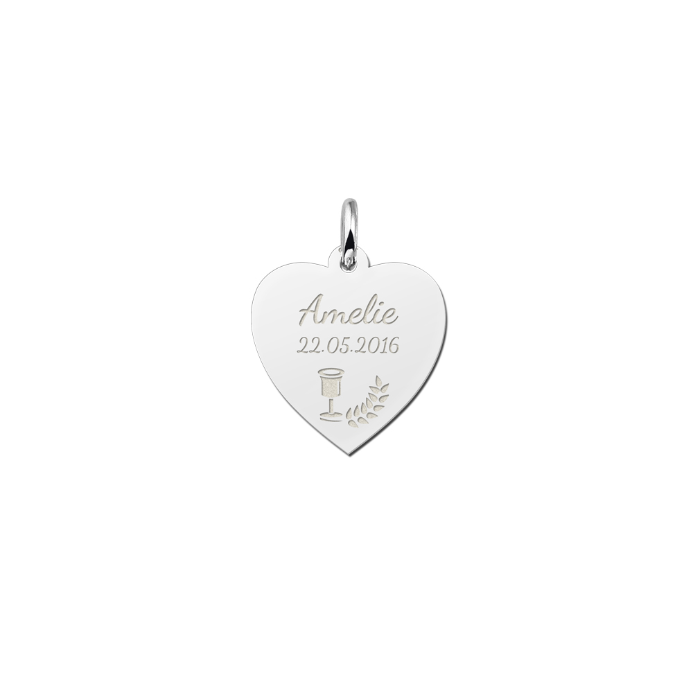 Silver Communion gift heart