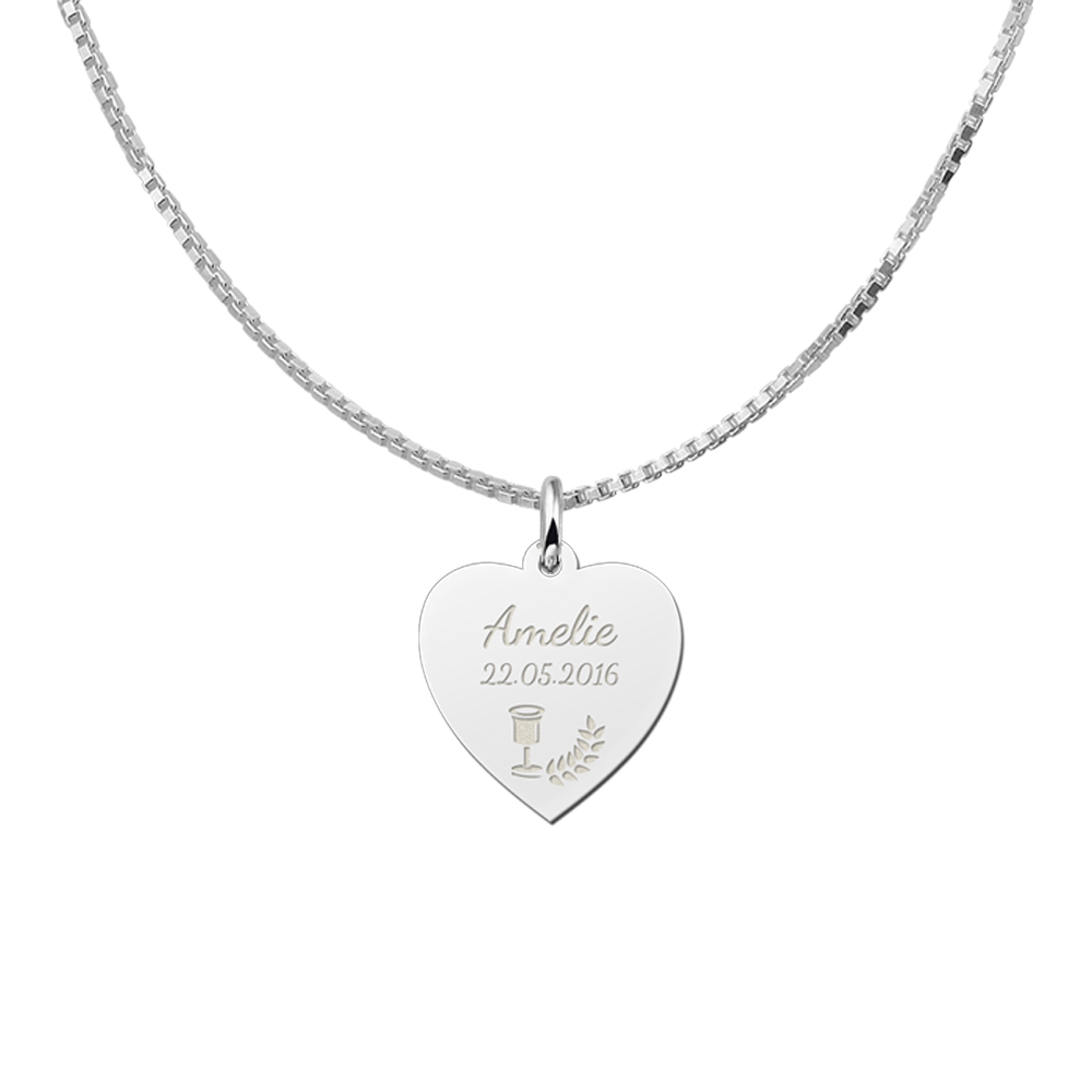 Silver Communion gift heart
