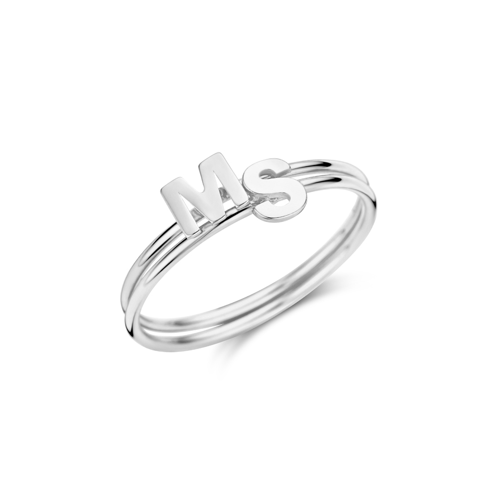 Silver ring with initial