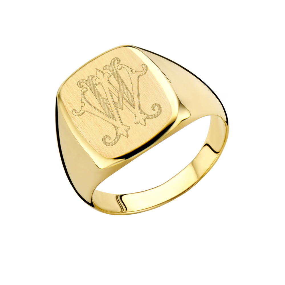 14 carat gold signet ring with monogram