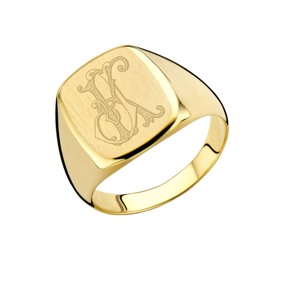 14 carat gold signet ring with monogram