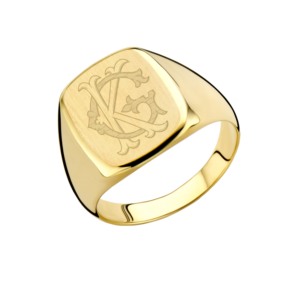 14 carat gold signet ring with monogram