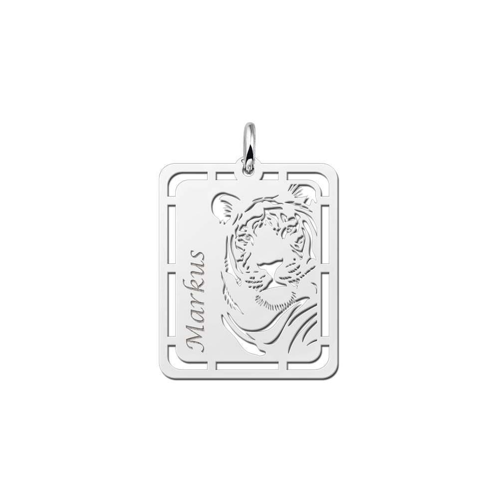 Silver Men's Pendant with Tiger