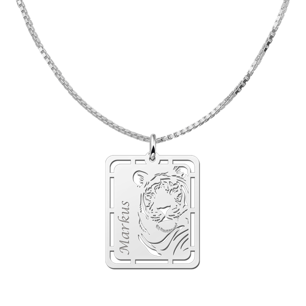 Silver Men's Pendant with Tiger