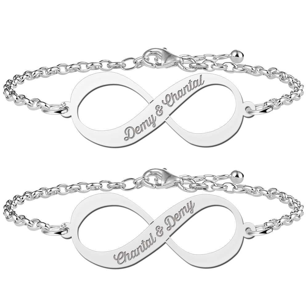 Infinity bracelet set silver