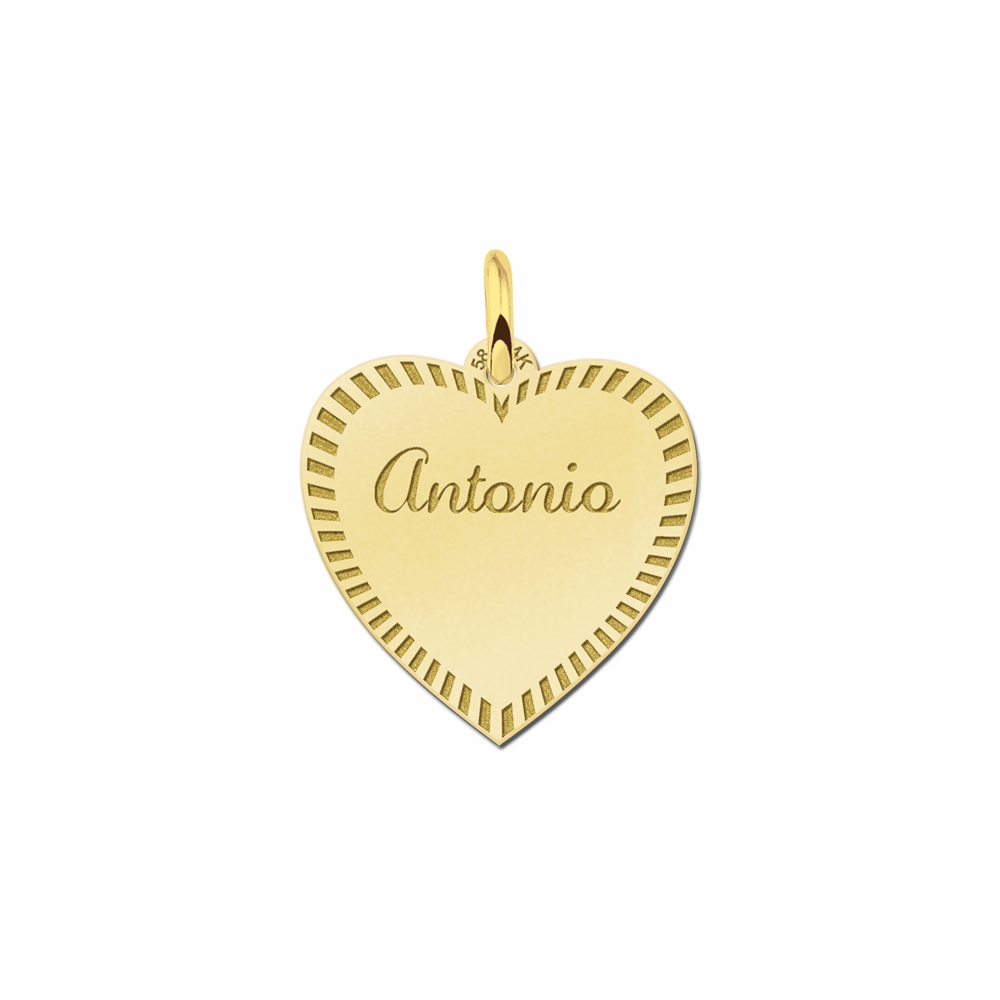 Silver engraved heart nametag design