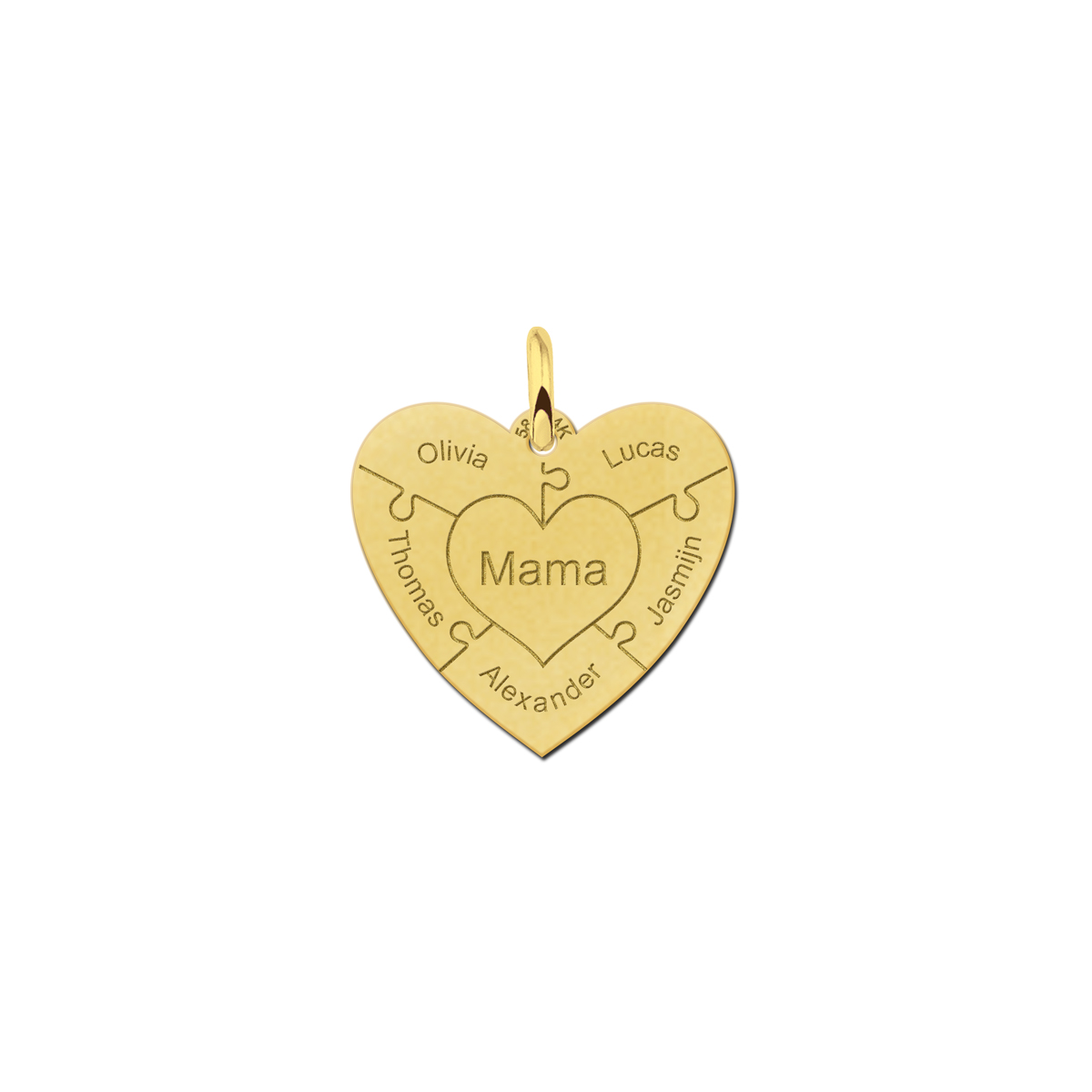 14-Carat gold heart puzzle pendant – 3–6 names