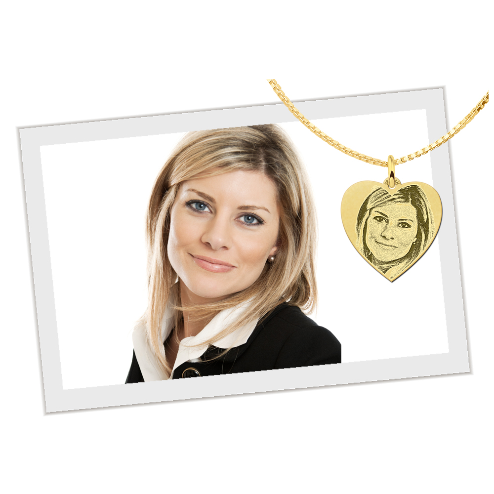 Gold photo pendant with heart