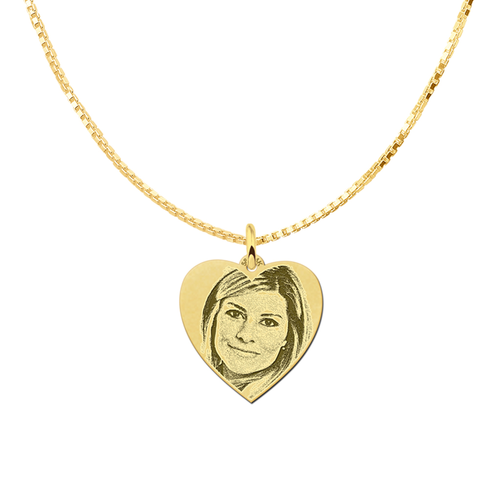 Gold photo pendant with heart