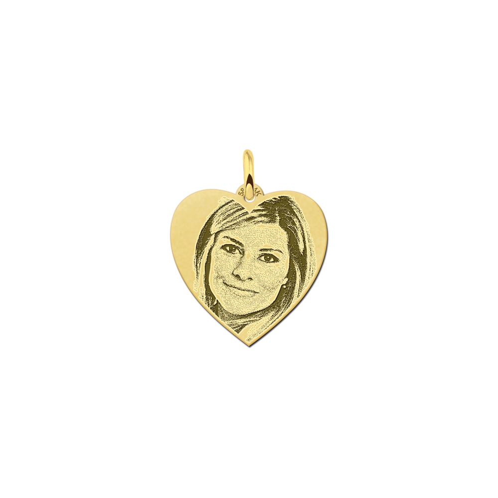 Gold photo pendant with heart