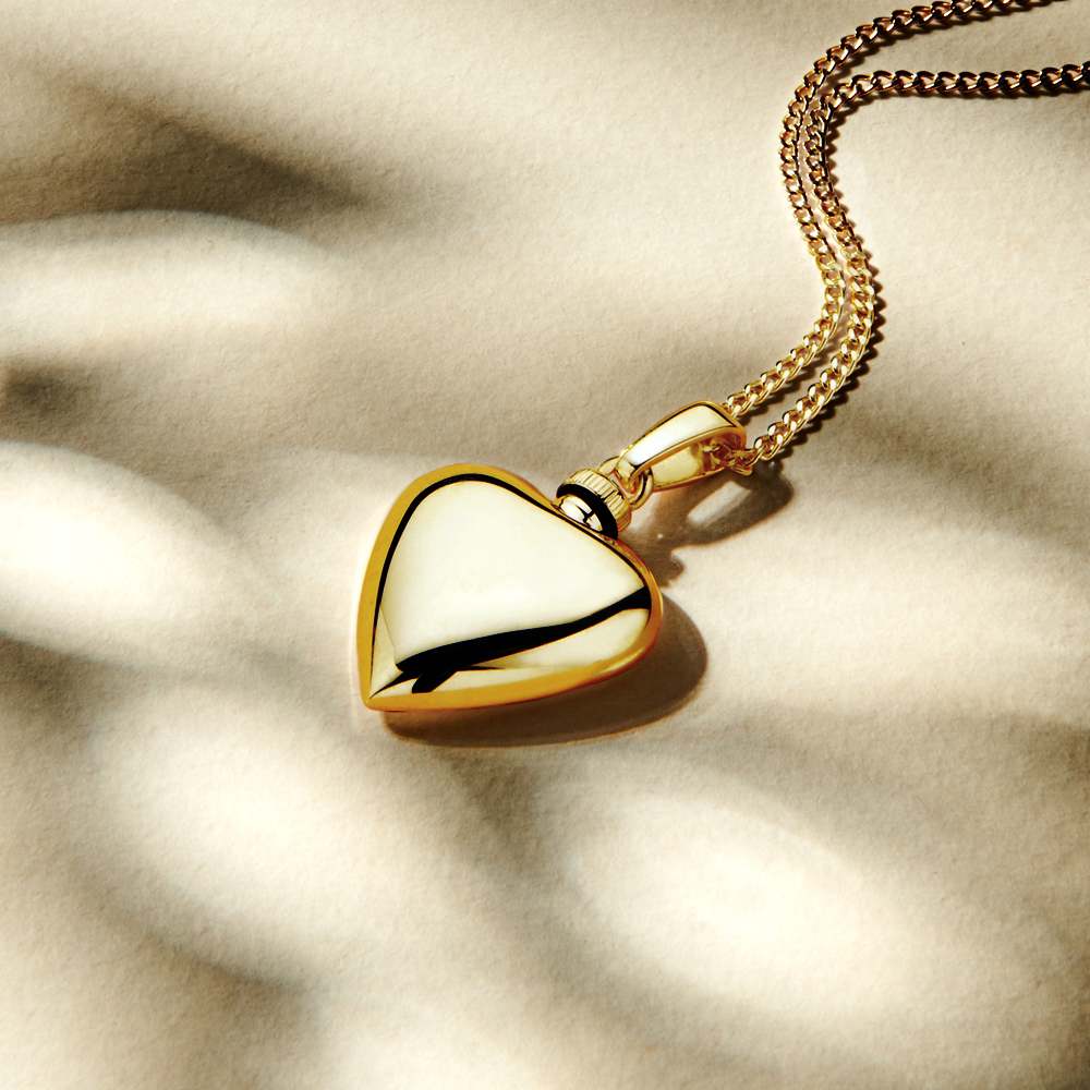 Golden ash pendant heart shaped with engraving - big