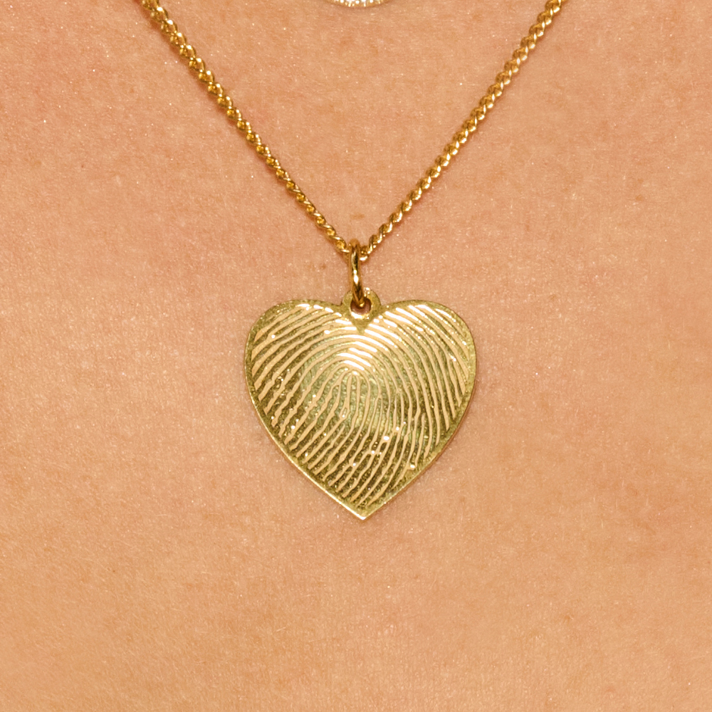 Golden fingerprint jewellery heart