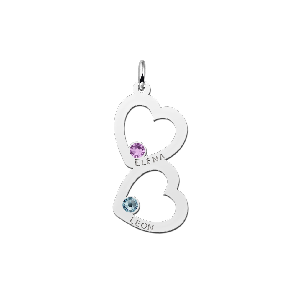 Silver pendant with two hearts