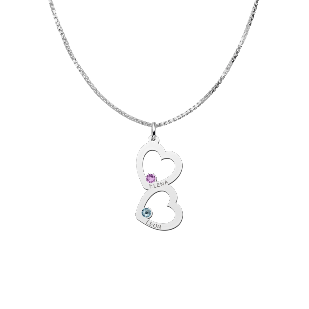 Silver pendant with two hearts