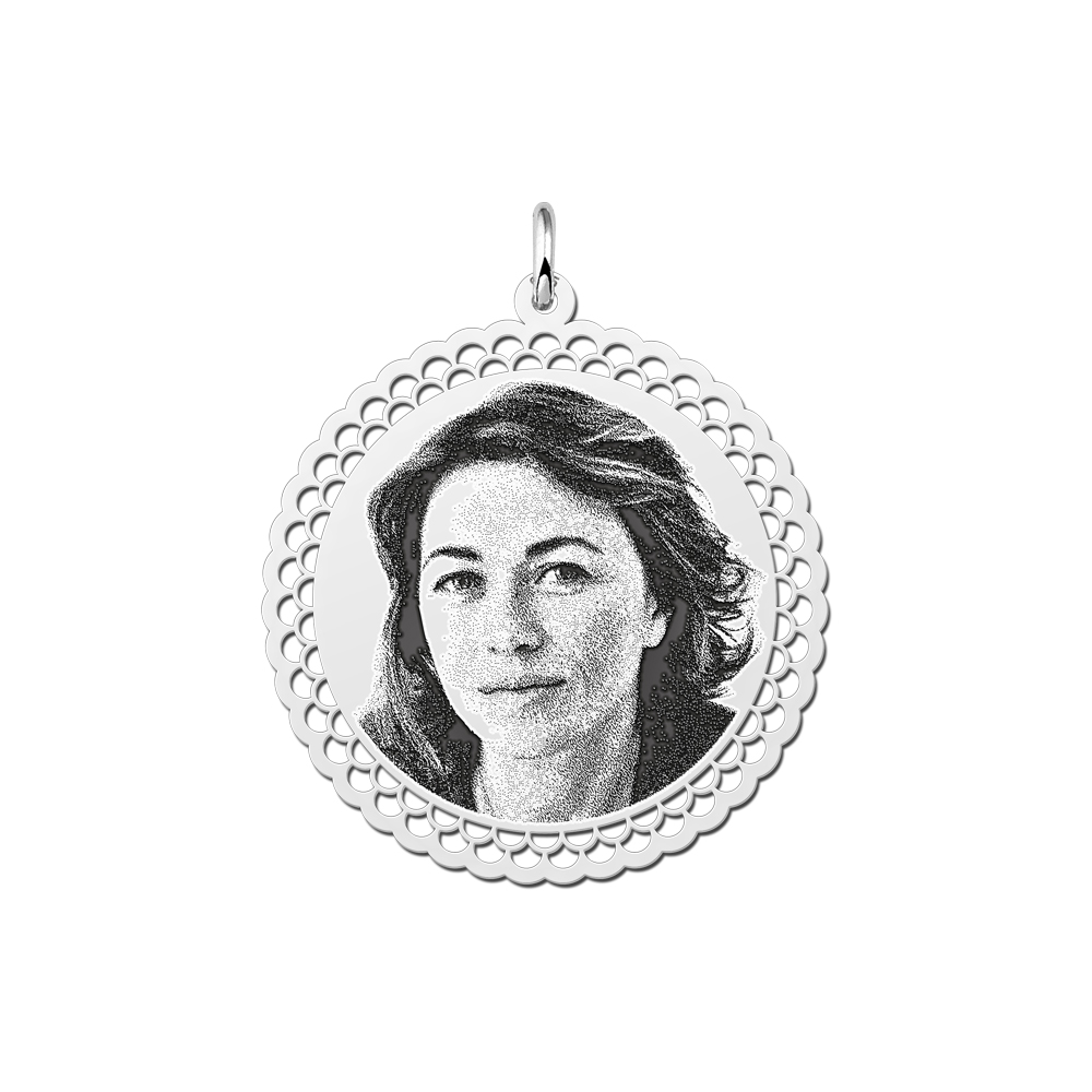 Photo pendant charm round silver