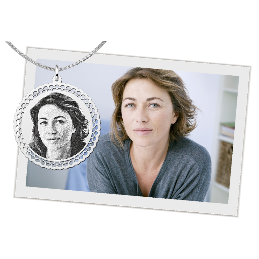 Photo pendant charm round silver