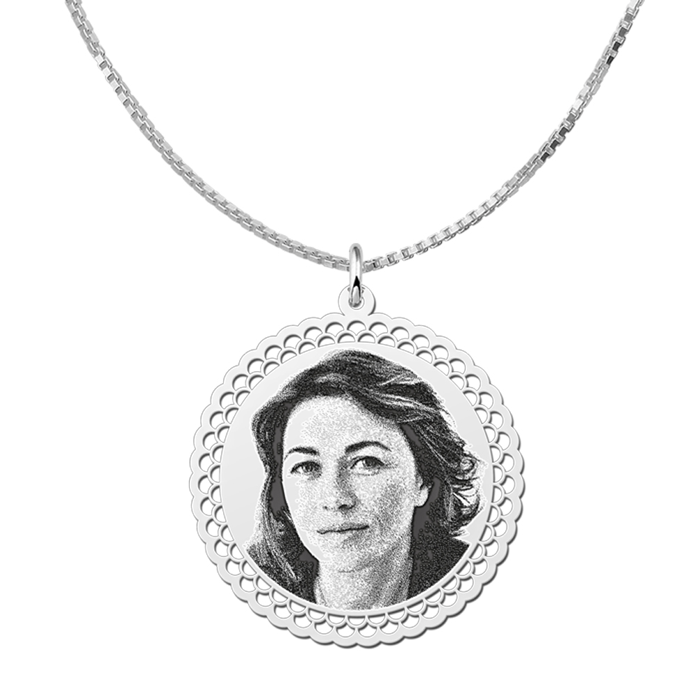 Photo pendant charm round silver