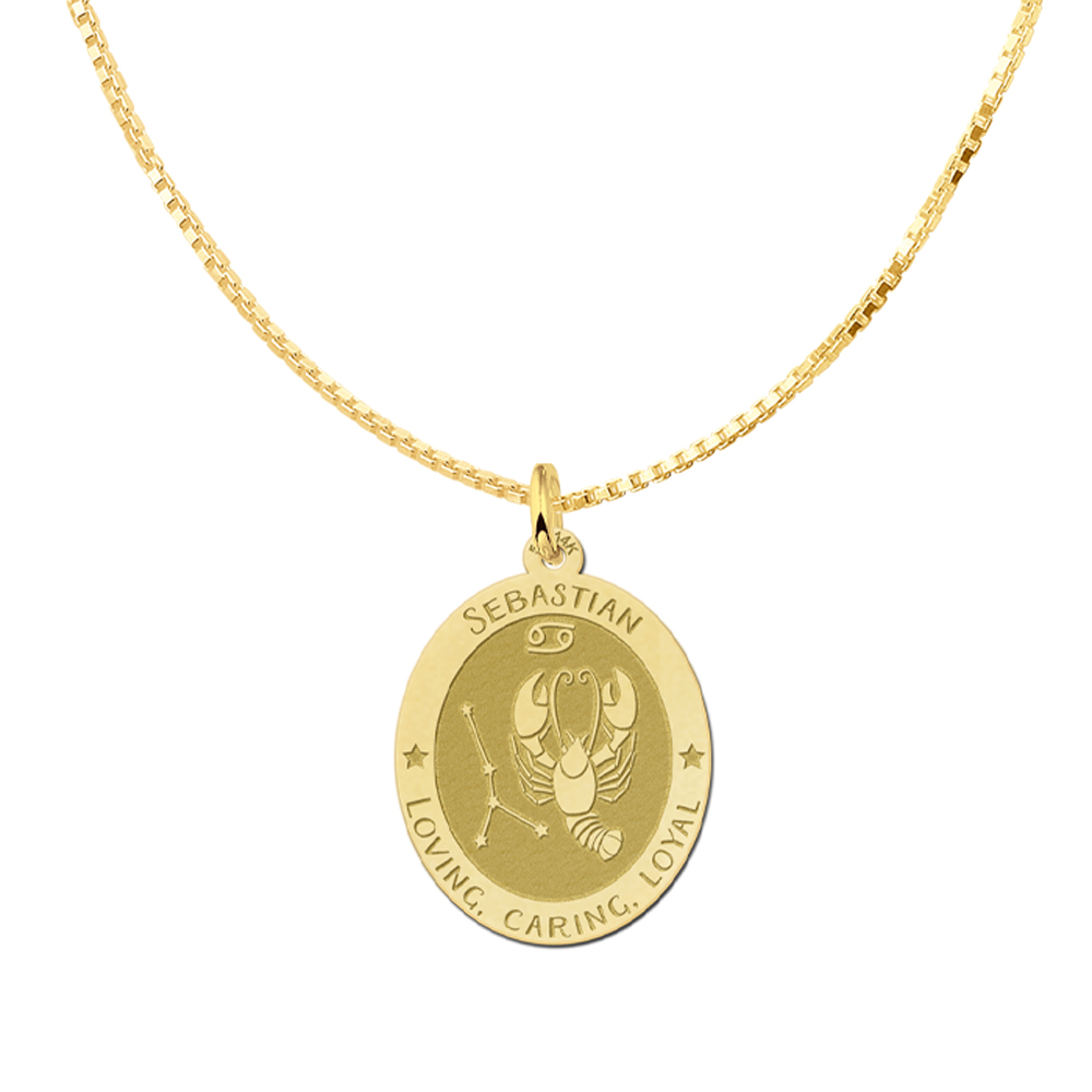 Golden oval zodiac pendant Libra